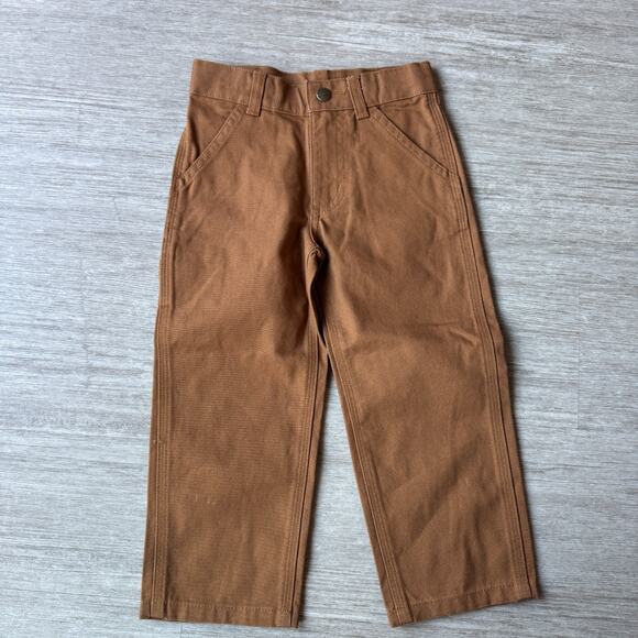 Carhartt Pants Brown Boys Kids Infant 3T Canvas Workwear Utility Pockets Durable - Picture 1 of 6
